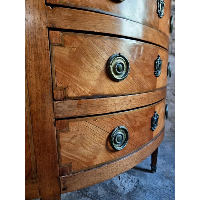 French Louis XVI Demi-Lune Commode with Marble Top, Late 18th Century For Sale - Image 4 of 18