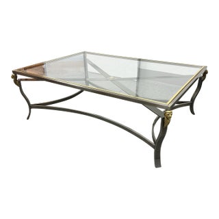 Hollywood Regency Glass Top Lion Coffee Table, Circa 1980's For Sale
