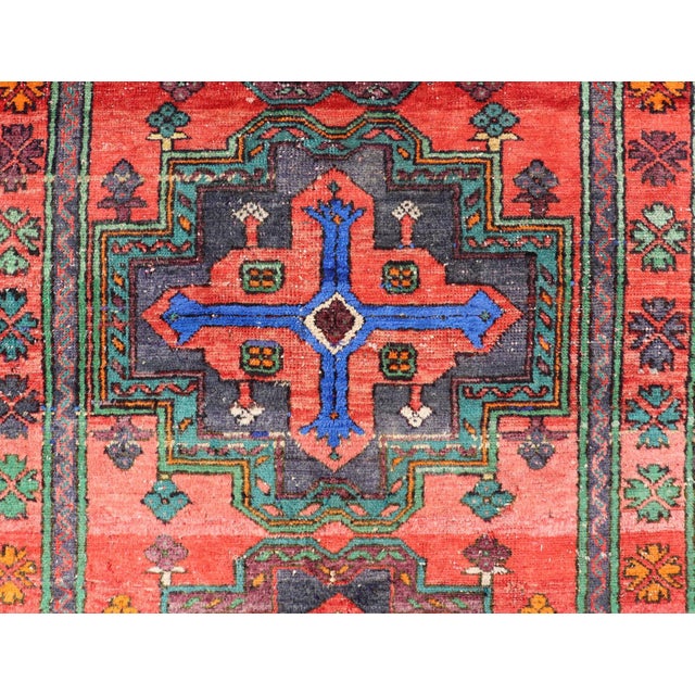 Vintage Caucasian Kazak Rug With Triple Geometric Medallions 4'1 X 7'0 For Sale - Image 9 of 13