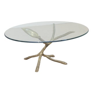 Brass Leaf Table by Jacques Duval Brasseuer, 1970s For Sale
