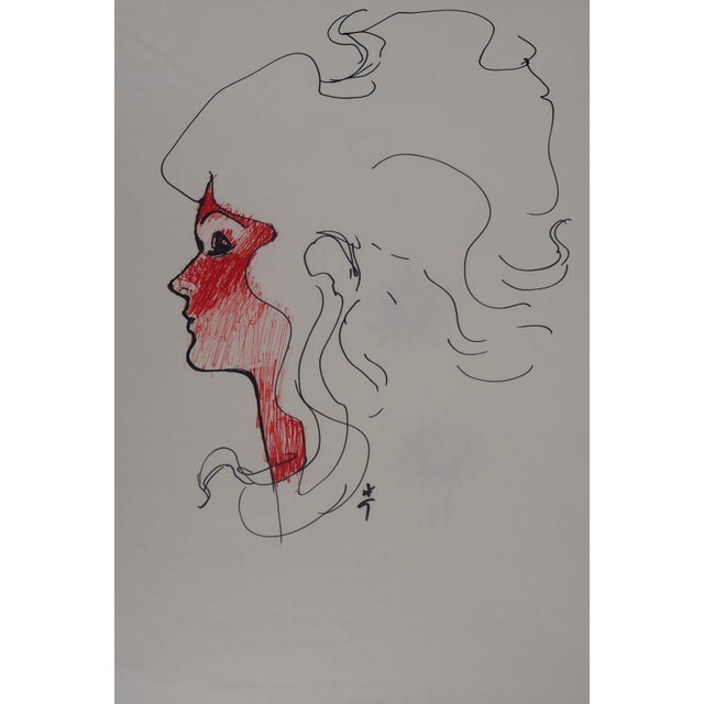 René Gruau - Female face - Drawing signed in pencil For Sale - Image 6 of 7