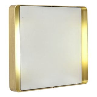 Rectangular Gilt Metal Mirror, 1970s For Sale