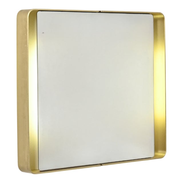 Rectangular Gilt Metal Mirror, 1970s For Sale