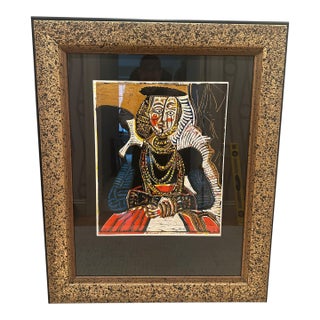 Late 20th Century Cubist-Style Color Lithograph Depicting a Queen, Circa 1975–1990. For Sale
