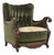 Danish Carved Lounge Chair in Green Velvet, 1920s For Sale