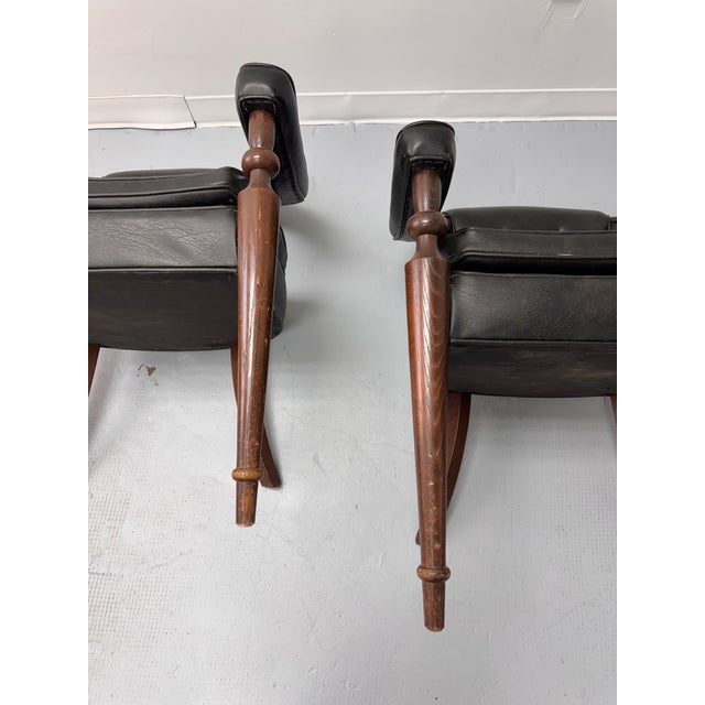 Vintage Tufted Leather Barrel-Back Tub Armchairs, Pair, C. 1970s For Sale - Image 17 of 18