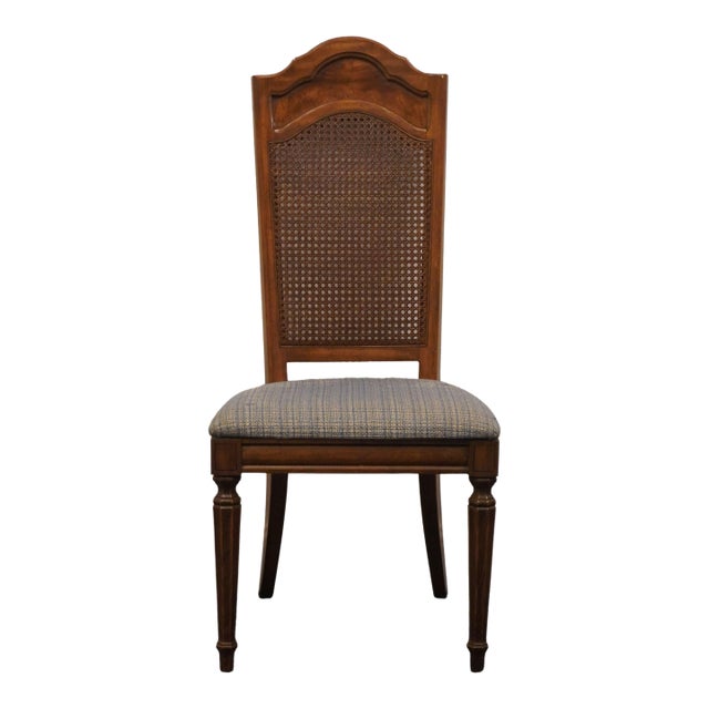 Thomasville Furniture Romano Collection Walnut Italian Provincial Cane Back Dining Side Chair 4921-861-862 For Sale