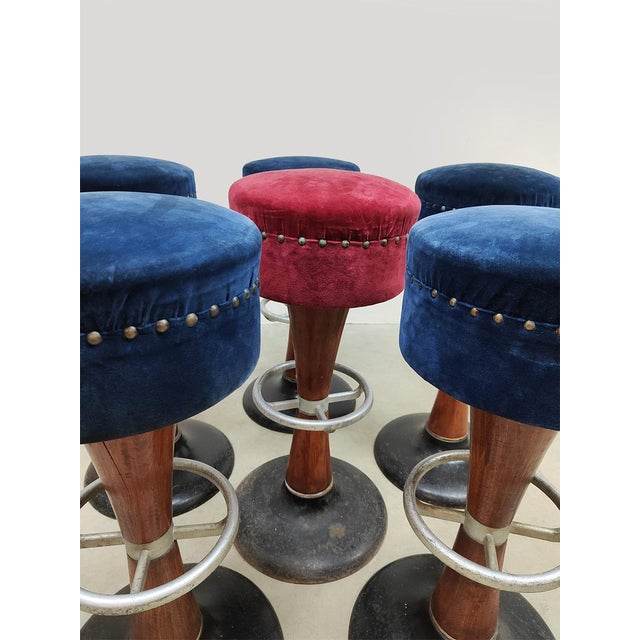 Vintage Art Deco French Cafe Bar Stools, 1940s, Set of 6 For Sale - Image 6 of 7