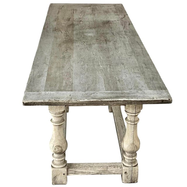 English Jacobean Style Bleached Oak Dining Table, Late 19th Century For Sale - Image 9 of 11
