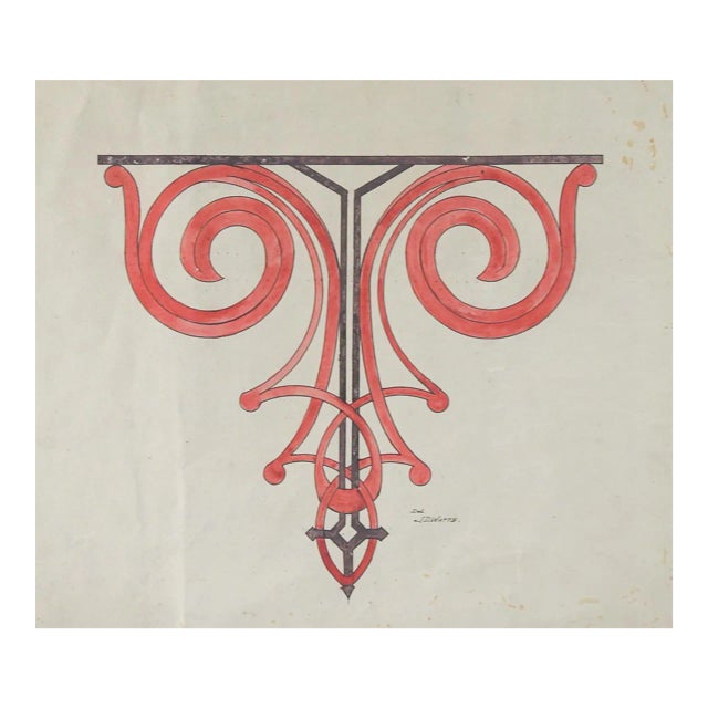 Antique Ornamental Design Drawing For Sale