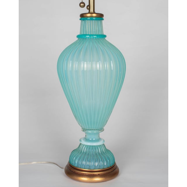 Aqua Blue Murano Glass Lamp by Archimede Seguso for Marbro, Italy 1950s For Sale In Orlando - Image 6 of 13