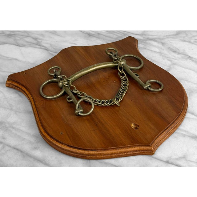 Early 20th Century Antique English Equestrian Pelham Horse Bit Walnut Wall Hanging Plaque For Sale - Image 5 of 11
