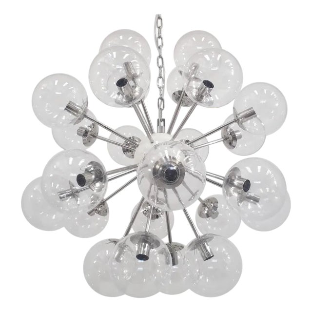 21st Century Nova Polished Nickel Clear Murano Sputnik Chandelier by Fabio LTD For Sale