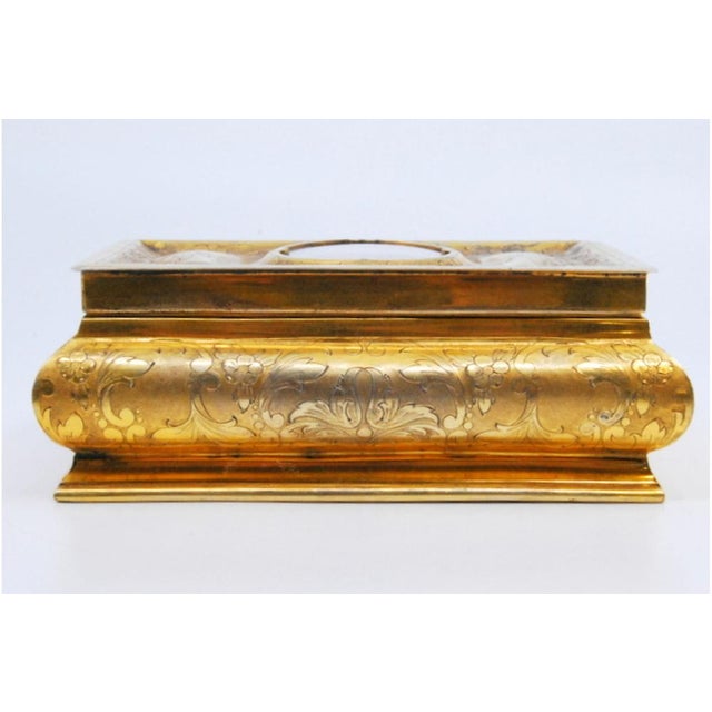 Silver Jewelry Box in Gilded Silver with Engraved Plant Motifs For Sale - Image 8 of 9