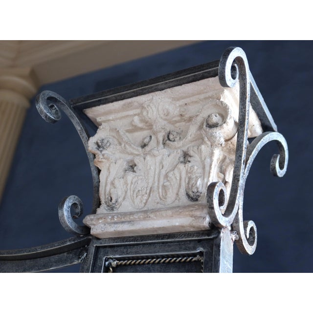 Traditional Large Wrought Iron Decorated Silver Wall Gate For Sale - Image 3 of 9