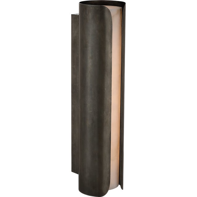 Gray Anne-Marie Barton for Visual Comfort Signature Armise 29" Sconce in Mottled Pewter with Alabaster For Sale - Image 8 of 14