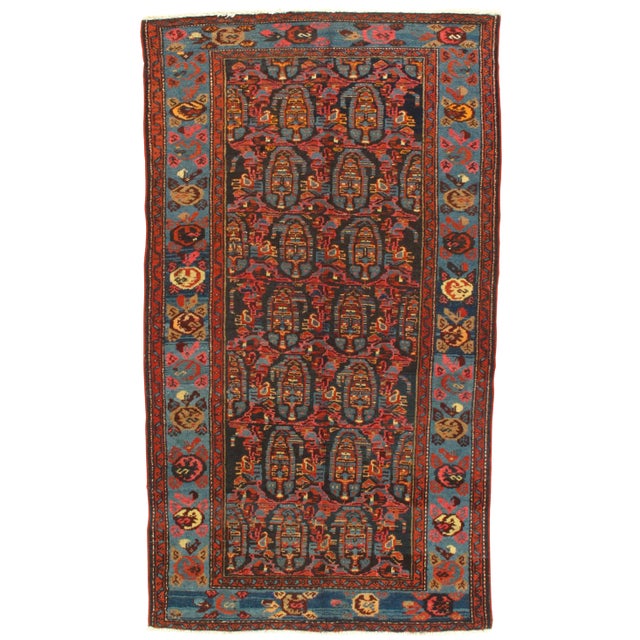 Early 20th Century Antique Persian Hamadan Rug - 3′6″ × 6′3" For Sale