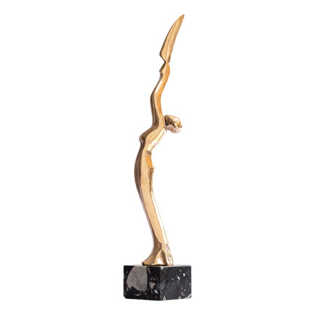 Art Deco Revival Bronze and Marble Sculpture, 1980s For Sale