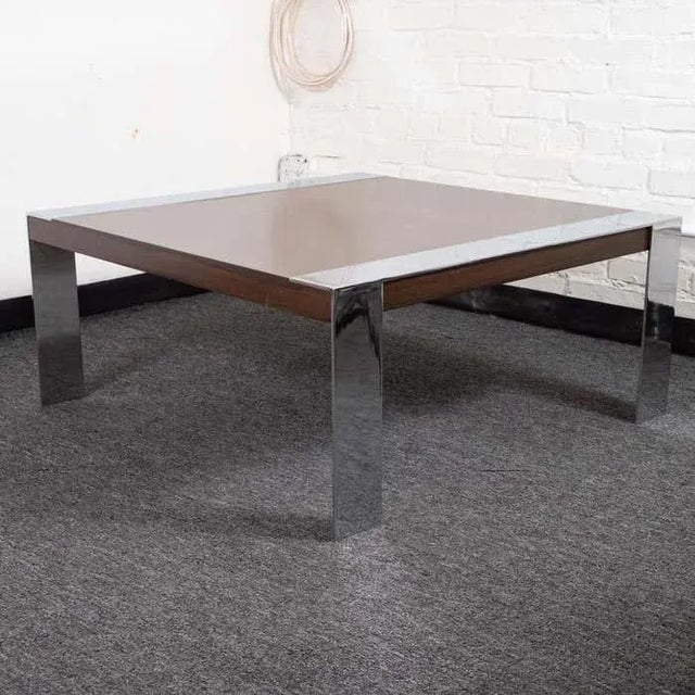 1960s 1960s Chrome & Walnut Coffee Table Attributed to Milo Baughman For Sale - Image 5 of 12