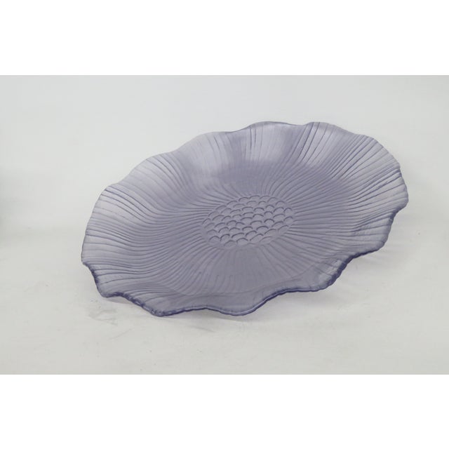 Contemporary Vintage Mikasa Frosted Glass Plate 1980s Ruffled Lotus Lavender Dinnerware 4748b For Sale - Image 3 of 11
