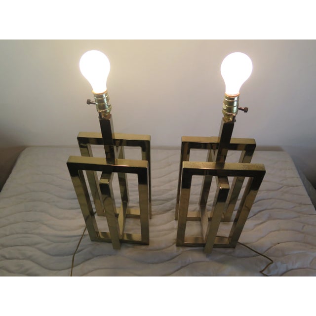 I am so glad I can offer these fine vintage sculptural 3 rectangles within rectangles brass lamps on my site. They've been...