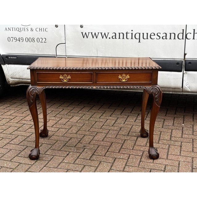 Chippendale Style Console Table with Drawers and Brass Handles For Sale - Image 4 of 10