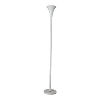 Vintage 60s Trumpet Floor Lamp, Mid-Century White Laurel Style Torchiere Lamp For Sale