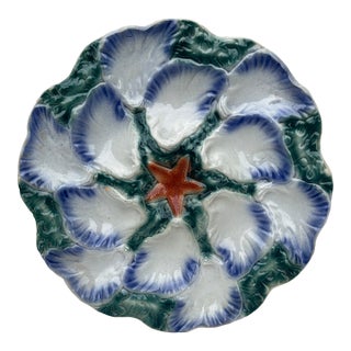 French Majolica Oyster Platter Digoin Sarreguemines, Circa 1890 For Sale