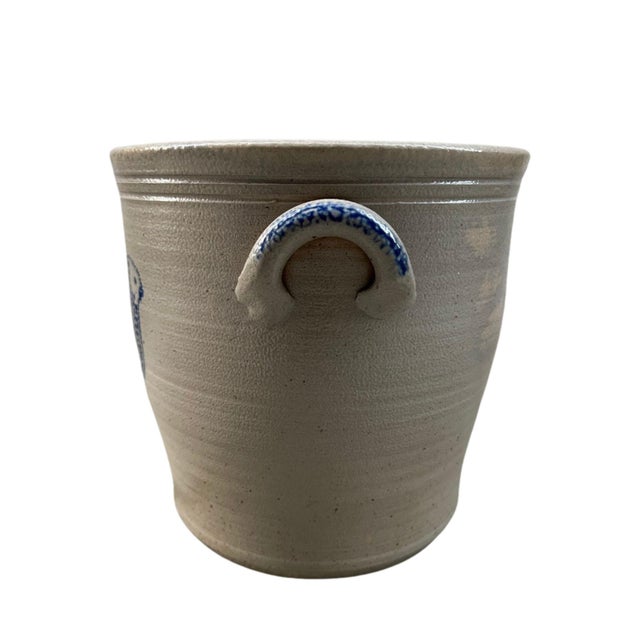 American Vintage Pennsylvania Stoneware Crock With Blue Bird Motif, Stamped D. Eldreth For Sale - Image 3 of 7