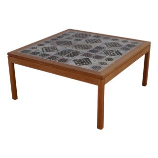 Danish Oak and Tile Coffee Table by Tue Poulsen, 1960s For Sale