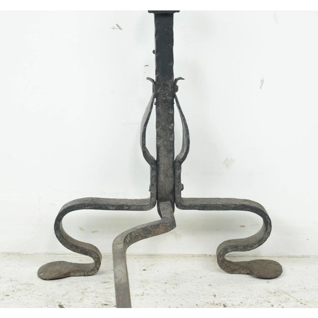 Pair of Antique French Basket Top Wrought Iron Andirons For Sale - Image 12 of 12