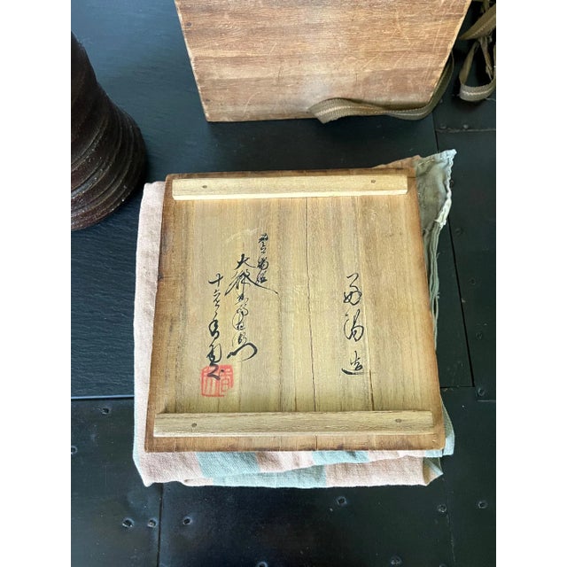 Japanese Ceramic Ikebana Vase Bizen Ware Nanba Koyo For Sale - Image 4 of 13