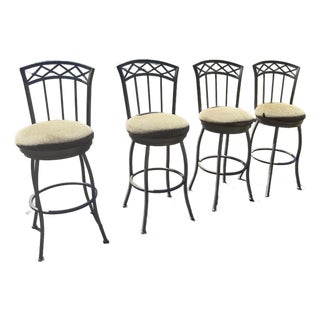 Set of 4 Swivel Bar Stools – Powder-Coated Steel – Made in Usa For Sale