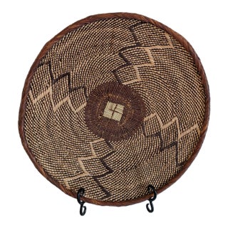 Vintage Hand Woven African Bonga Basket For Sale