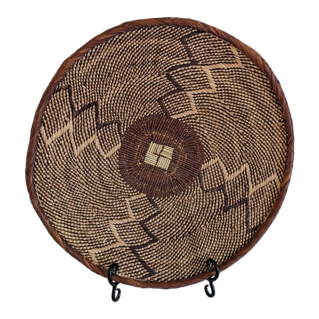 Vintage Hand Woven African Bonga Basket For Sale