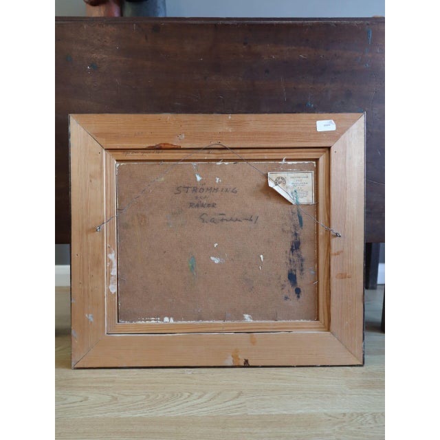 1961 Mid-Century Modern 'Still Life With Sardines' Vintage Swedish Expressive Still Life Oil Painting, Framed For Sale - Image 11 of 11