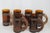 Amber Amber Brown Glass With Wood Handle Beer Mug Set of Six 4661b For Sale - Image 8 of 18