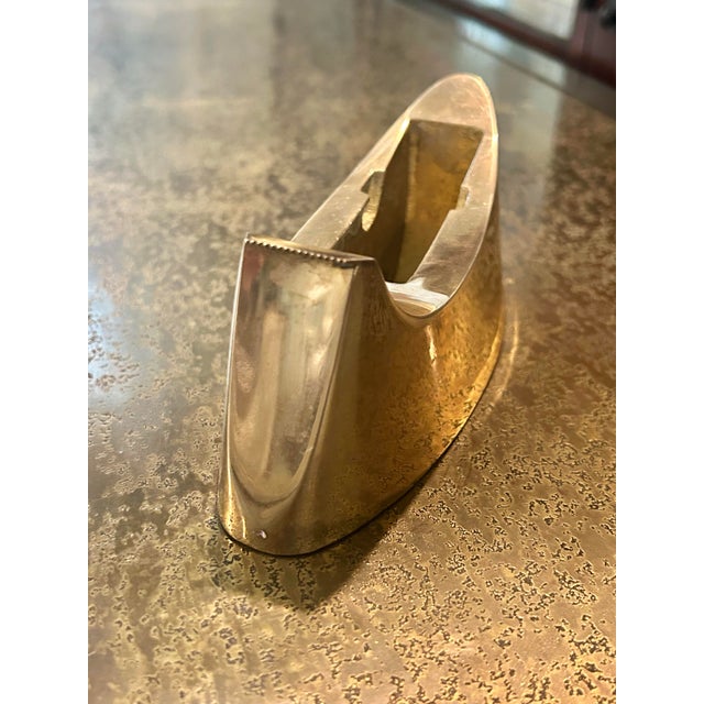 1970s Modernist Sculptural Solid Brass Tape Dispenser For Sale - Image 4 of 10