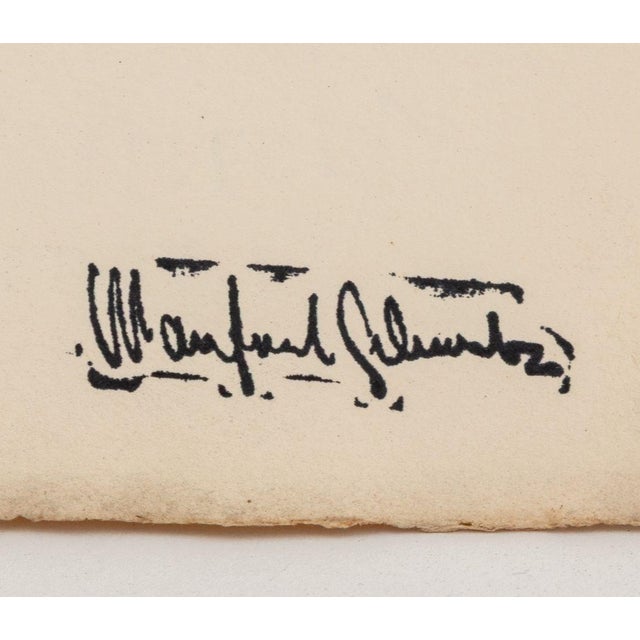 Figurative Manfred Schwartz Portrait of Man Charcoal on Paper For Sale - Image 3 of 4