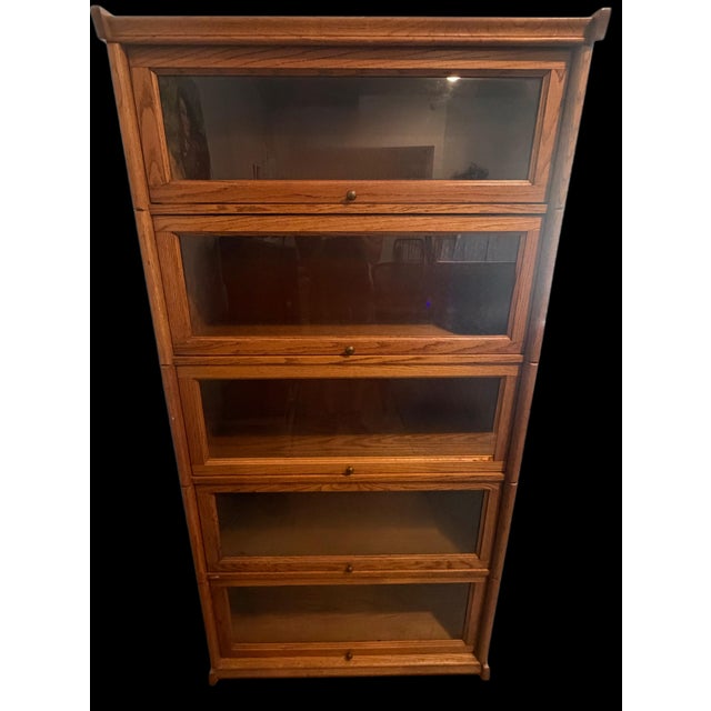 1980s Solid Oak Barrister (Lawyers) Bookcase For Sale - Image 10 of 12