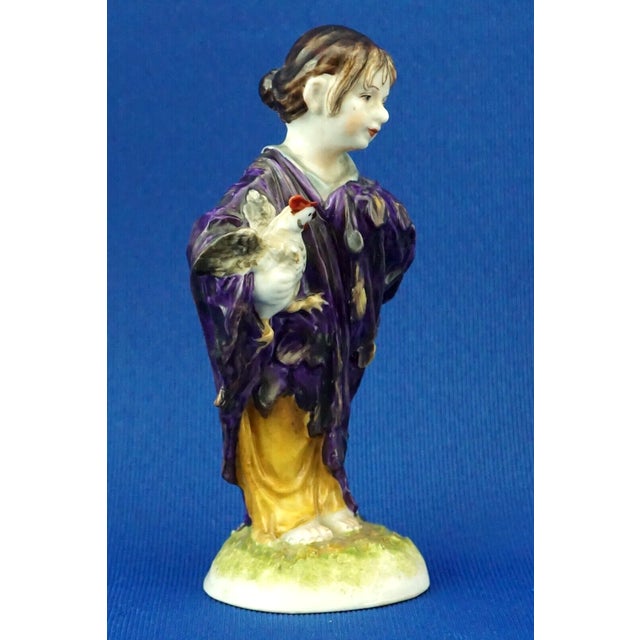 19th Century Porcelain Sculpture of Girl with Hen from Capodimonte or Ginori, Italy For Sale - Image 8 of 18