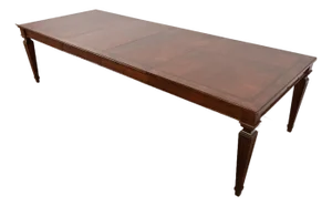 Ethan Allen French Regency Louis XVI Cherry and Burl Wood Extension Dining Table, Newly Refinished