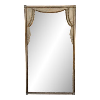Large Hollywood Regency Trompe l'Oeil Draped Giltwood Mirror For Sale