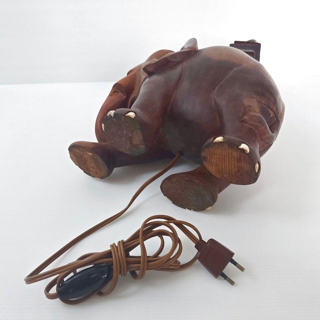 Vintage Art Deco Elephant Lamp in Wood, 1940s-1950s For Sale - Image 14 of 16