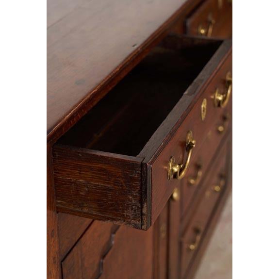 18th Century Oak Dresser Base With Raised Panel Cupboard Doors (C. 1740) For Sale - Image 9 of 9
