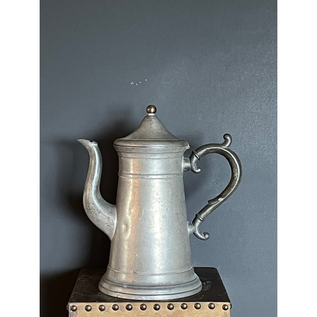Coffee Antique j.b. Graves Troy Ny Pewter Lighthouse Coffee Pot, C. 1848, 12" Tall For Sale - Image 8 of 9