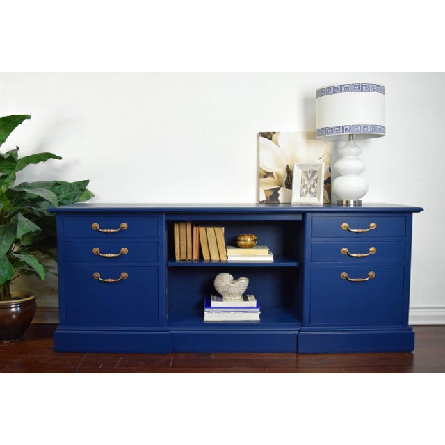 Navy Blue and Gold Credenza / File Tv Stand Chairish