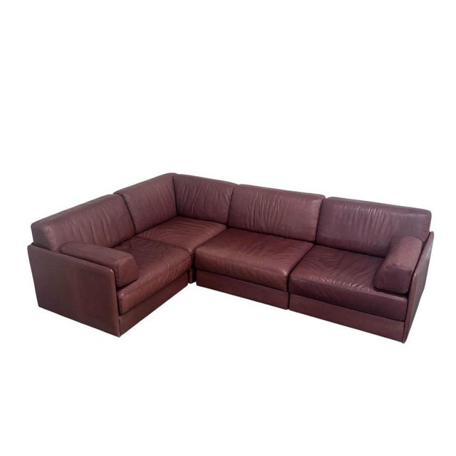 Vintage Modular Sofa in Brown Leather from de Sede, 1970s, Set of 4 For Sale - Image 18 of 18