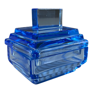 Late 20th Century Postmodern Italian Glass Lidded Blue Jar