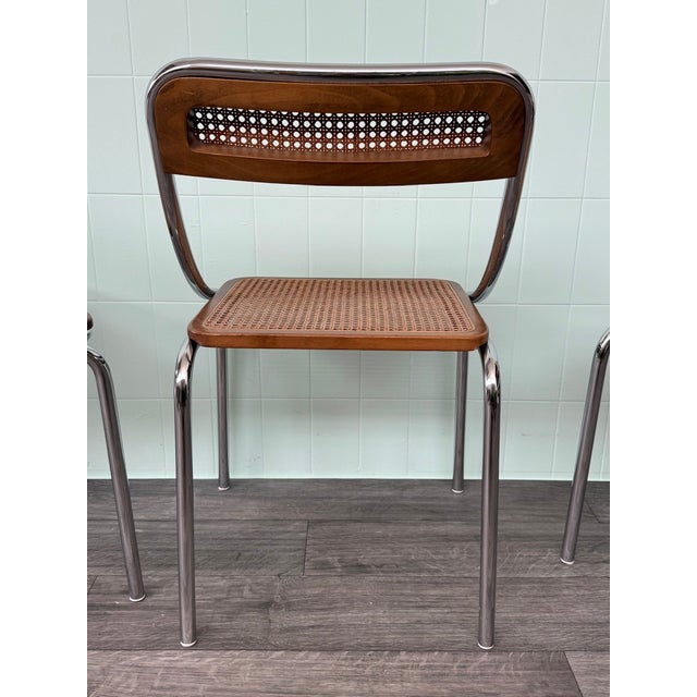 Silver Italian Chairs in Chromed Metal and Vienna Straw, 1970s, Set of 4 For Sale - Image 8 of 14